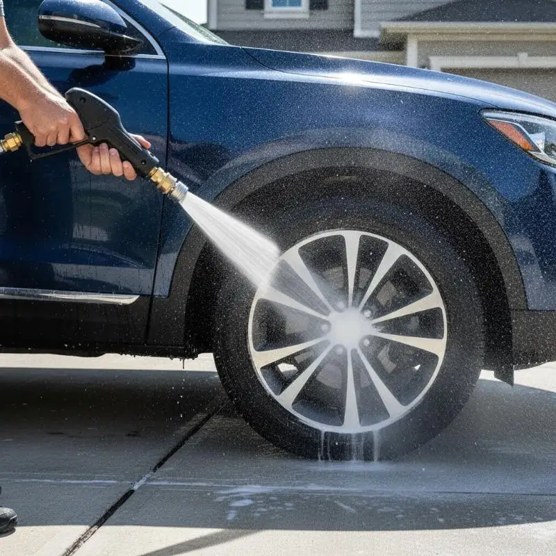 Stainless Steel Shower Washing Nozzle High Pressure 1/4 Quick Interface Easy Install for Bathroom Pet Grooming Car Wash