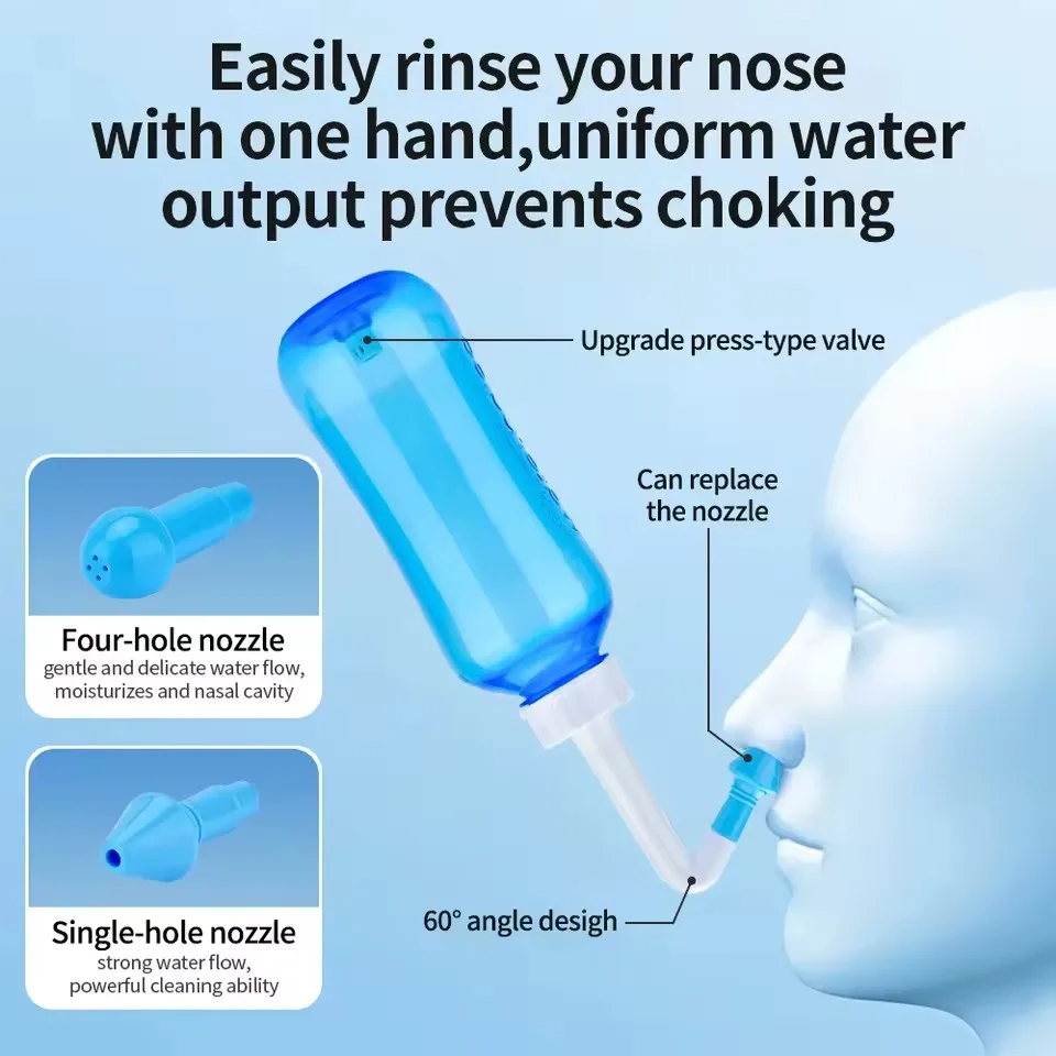 300ml Nasal Irrigator Wash Bottle Washing Cleaner Nose Allergic Rhinitis Adult Children Rinse Neti Pot Or Salt Rinse Mix Pack A1