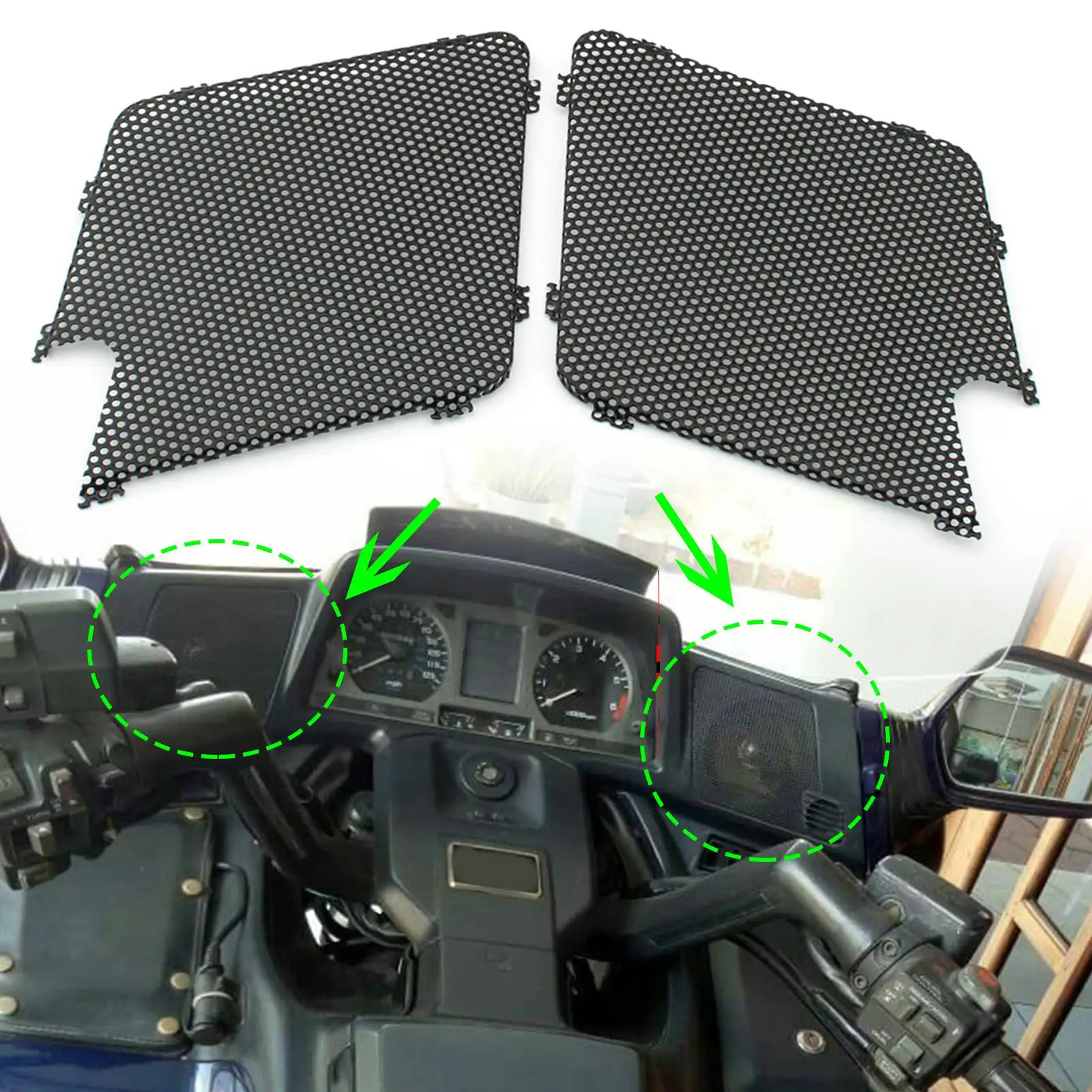 1 Pair Motorcycle Front Speaker Mesh Grille Covers For Honda GL1500 1988-2000 CNC Aluminum Loudspeaker Grills Guard