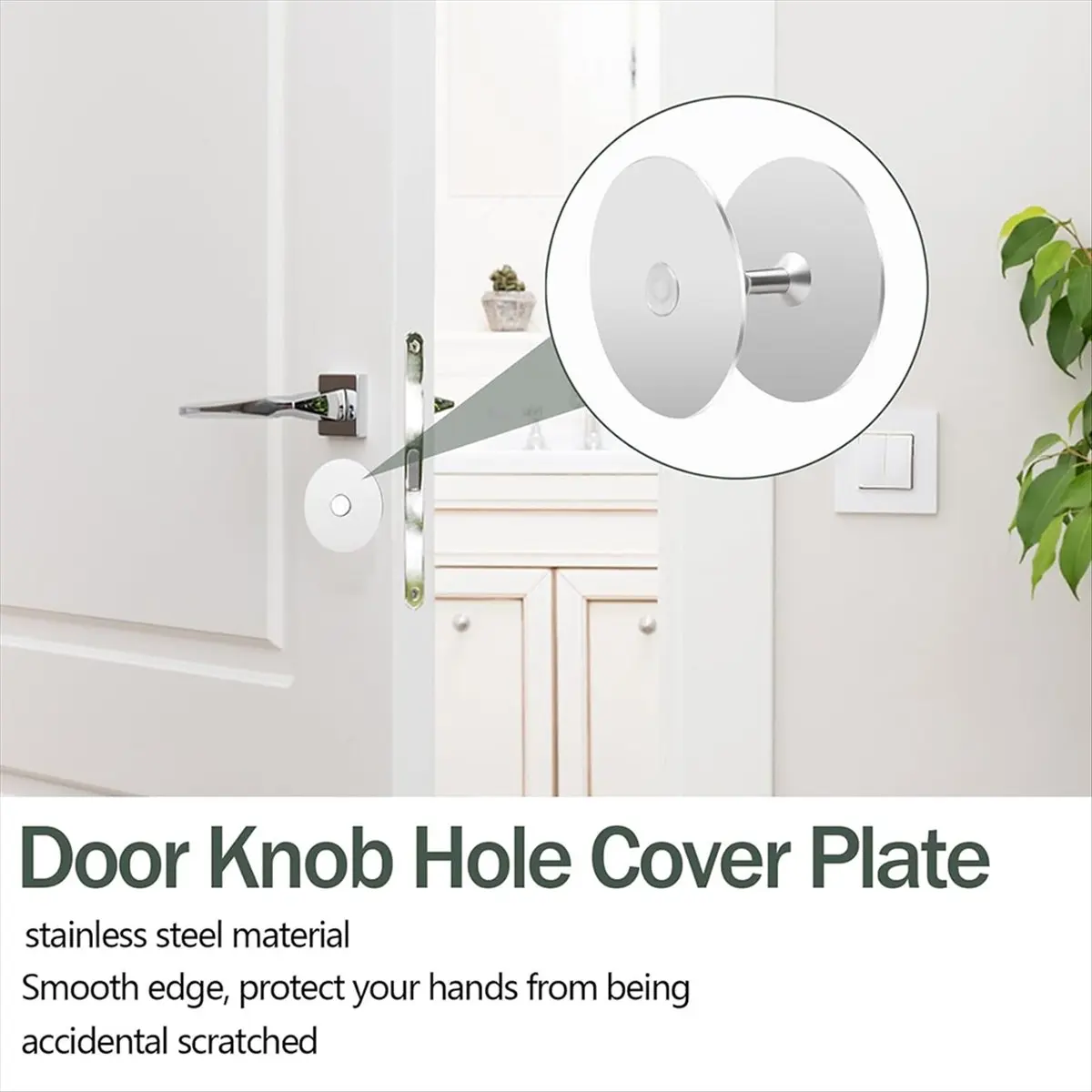 ABJY 2 Set Door Hole Cover Plate,2-5/8 Inch Diameter Round Deadbolt Cover Plate,Door Knob Hole Cover Plate Silver