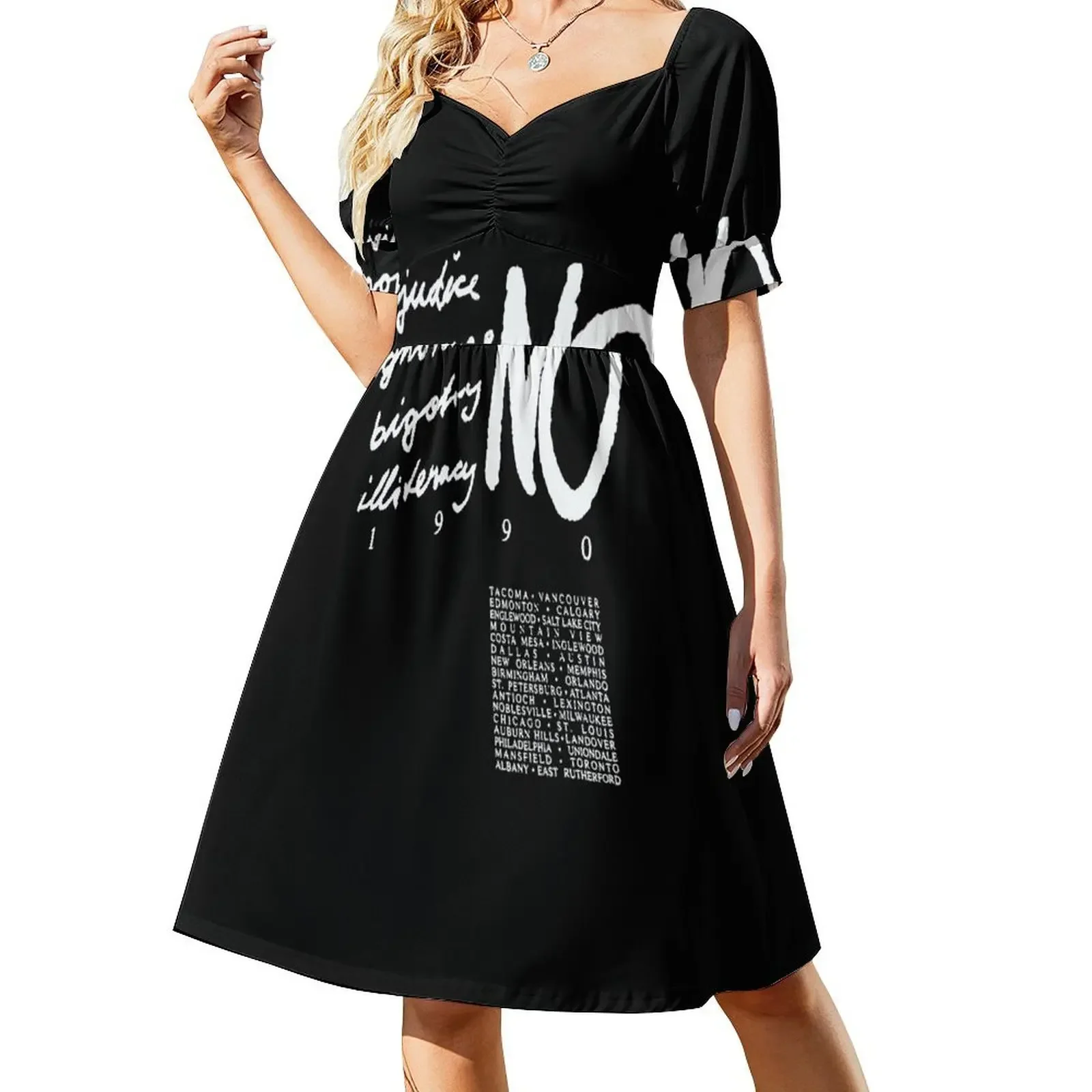 

1990 RARE Janet Jackson Double Sided Rhythm Nation Short-Sleeved Dress women's evening dresses Women's summer skirt Long dresses