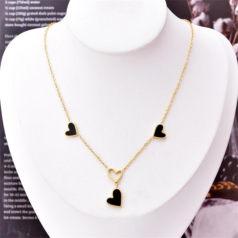 316L Stainless Steel New Fashion Fine Jewelry Minimalism Welding Love Heart Charms Chain Choker Necklaces Pendants For Women