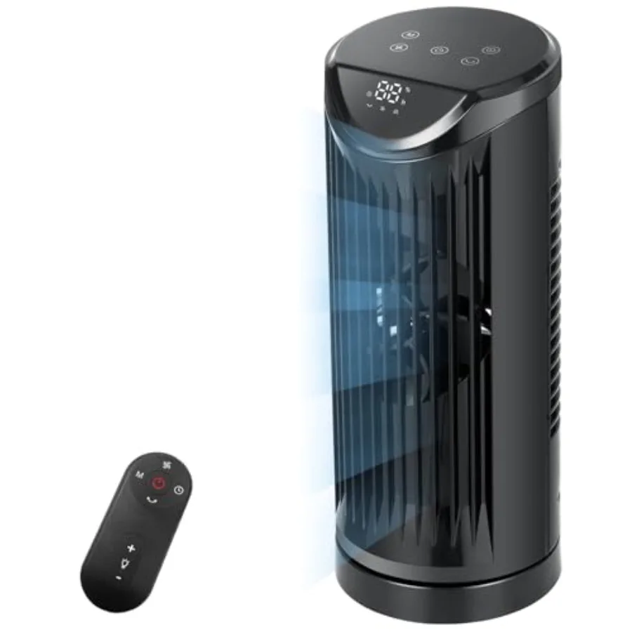 

Personal Tower Fan for Bedroom with Remote, Portable Desk Table Fan 4 Speeds Cooling Standing Fan with 12H Timer, 60° and 110°