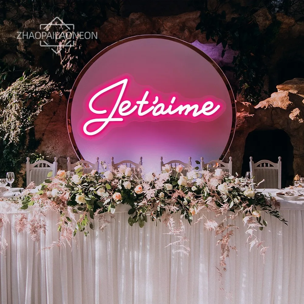 Imagem -05 - Jet Aime-neon Sign Luzes Led Decoração de Festa de Casamento Decoração de Quarto Pendurado na Parede Amour Neon Lights Lâmpadas Led