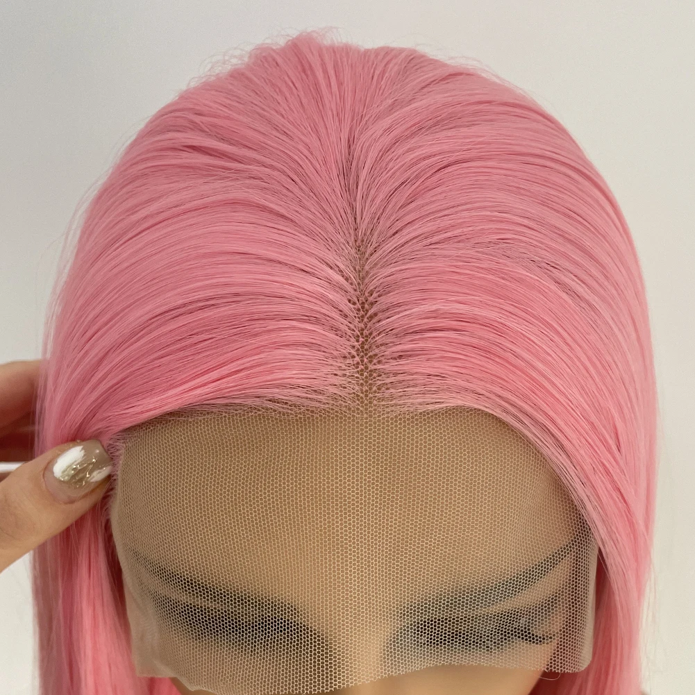 Parrucca anteriore in pizzo sintetico Charisma parrucche rosa per capelli ondulati naturali per le donne parrucca in pizzo con parte centrale parrucca con attaccatura dei capelli Pre pizzicata