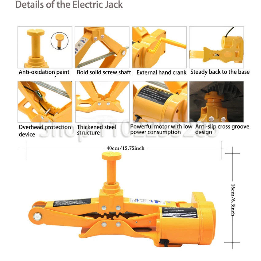 Imagem -03 - Kit de Elevação para Carro Elétrico de Toneladas 12v em Tesoura Jacks de Carro com Chave Manual Ferramentas de Reparo de Elevador Automático