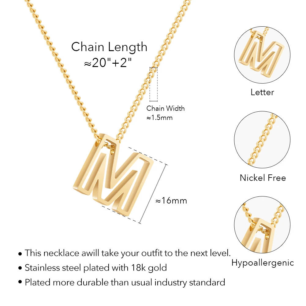 ENFASHION Collares Para MujerLetter Pendant Necklace For Women\'s Stainless Steel 18k Gold Plated Jewelry Graduation Party P24345