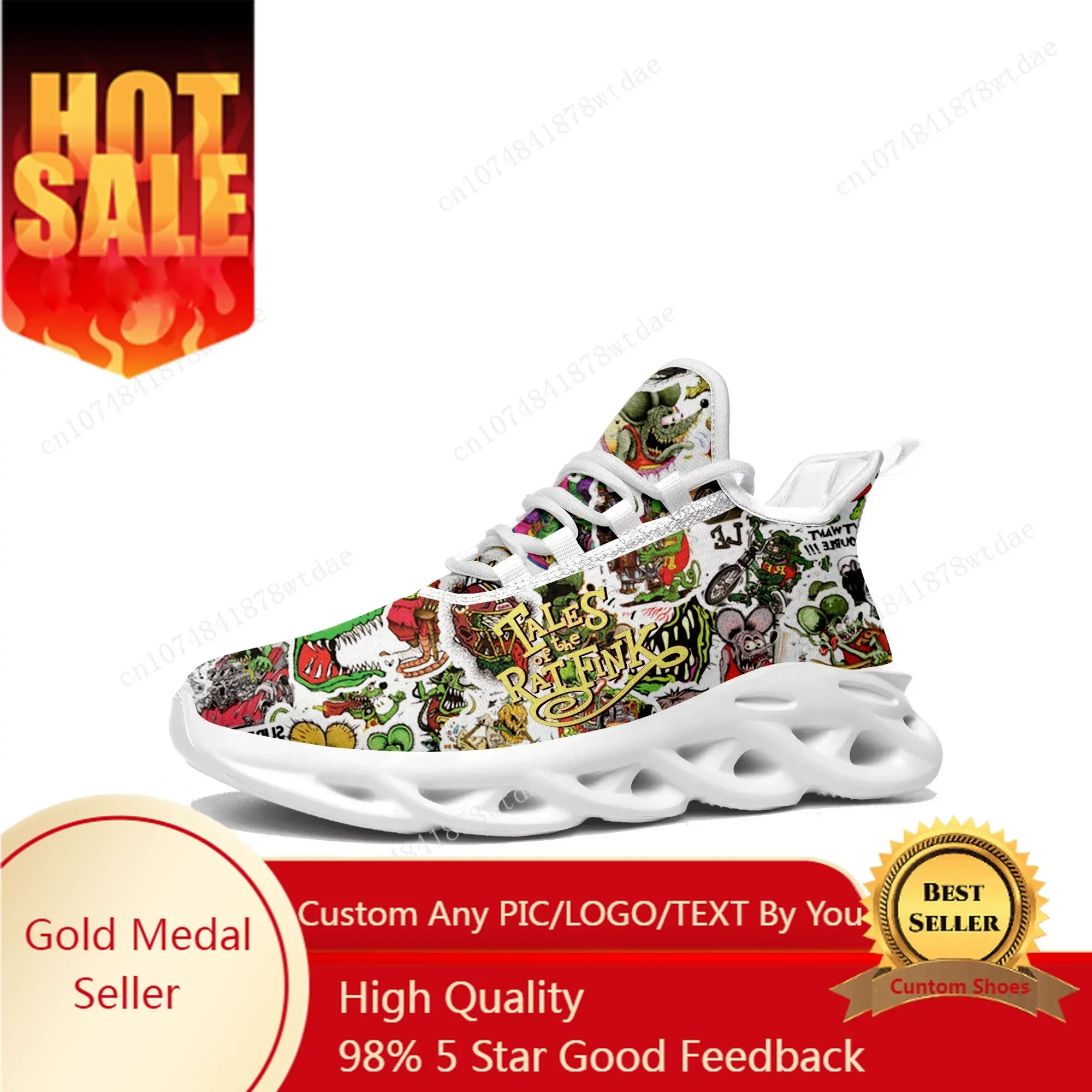 

Tales Of The Rat Fink Flats Sneakers Mens Womens Teenager Sports Running Shoes High Quality Cartoon Custom Lace Up Mesh Footwear