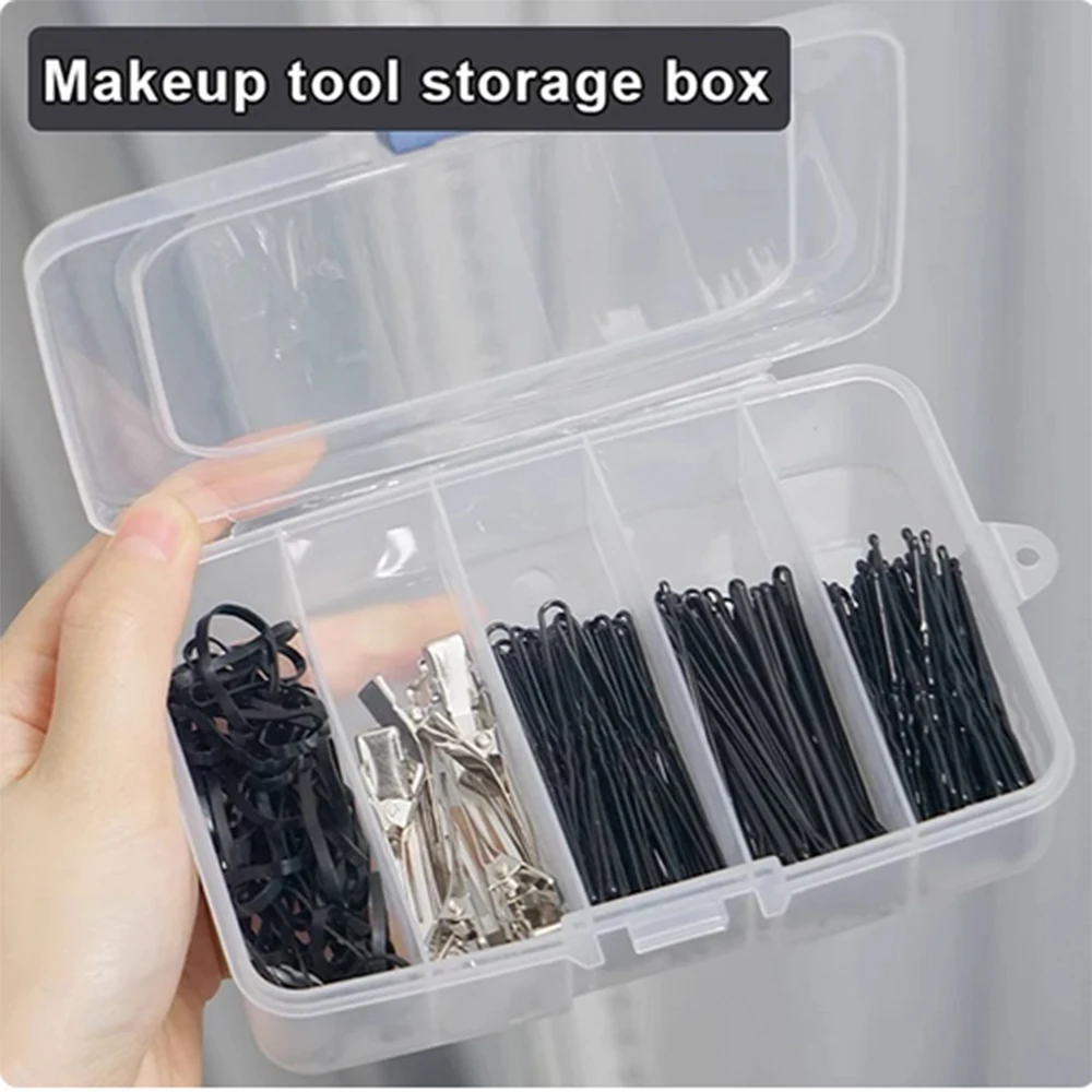 5/6-grid Durable Hair Clips Storage Box Clear Plastic Jewelry Organizer Household Travel Dust Proof Supplies With Dust Proof Lid