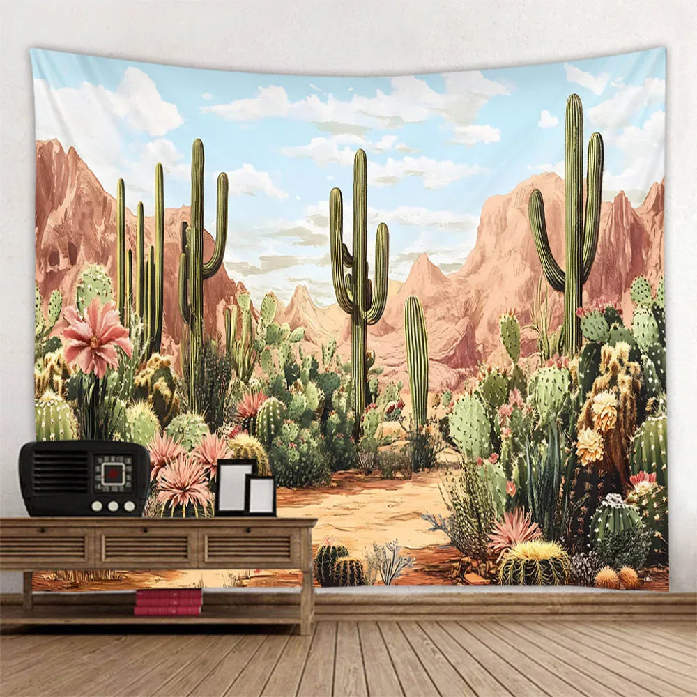 

Tropical Plant Tapestry Cactus Wall Hanging Painting Nordic Style Bedroom Fabric Background Decoration Home Sofa Mat Bed Sheet
