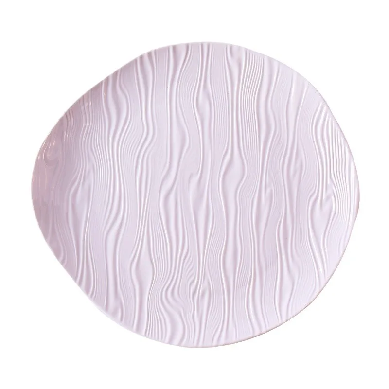 

Nordic Ceramic Plate White Creative Home Salad Steak Dish Water Flow Pattern Tableware