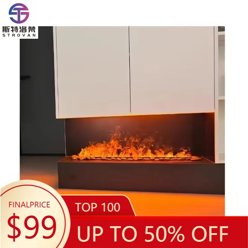 

ZXHK Qijiang 1000mm 3D Fireplace Multimedia Bluetooth Music Model 3D Water Vapor Fireplace Simulation Flame 3D Atomizing Firepla