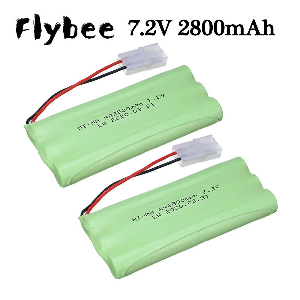 Batería recargable para coches de juguete a control remoto, pila NiMH de 7,2 v y 2800mah, con enchufe Tamiya, para tanques, trenes, robots, barcos, Ni-MH, AA, 2400mah, 7,2 v