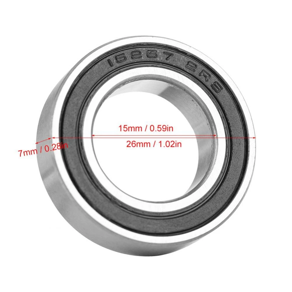 10Pcs 15267-2RS Rubber Sealed Deep Groove Ball Bearing 15X26X7mm Sealed Radial Ball Ring Bicycle Bottom Hub Bearing