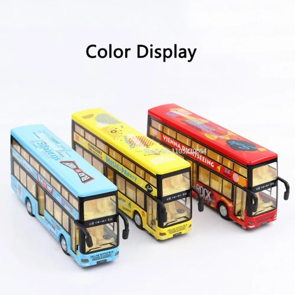 1/36 Toy Car Model Hong Kong Double-decker Bus Diecast Alloy Model Base Plastic Rubber Tire Door Can Opened Vehicle for Boy Gift