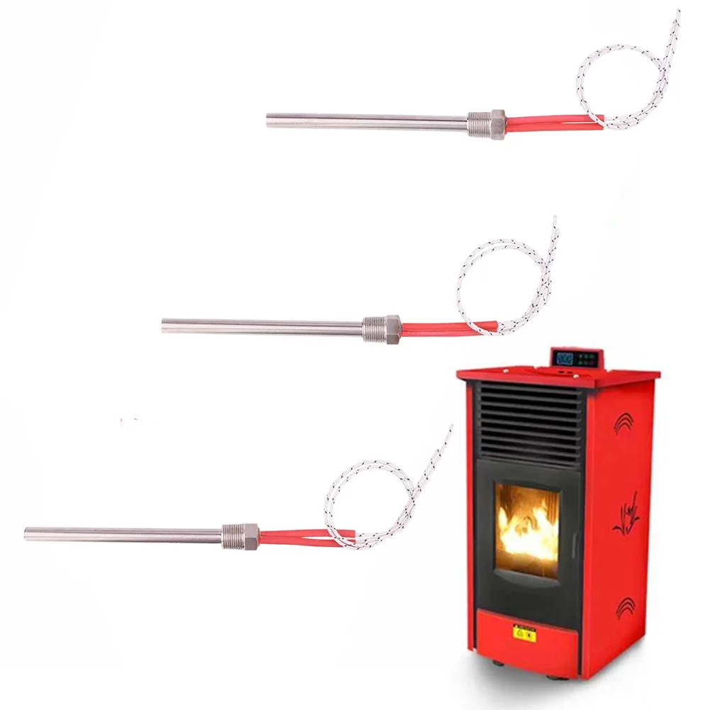 300/350W Fireplace Igniter Steel 3/8 Thread 220V Cartridge 10*140/150/170mm Heating Tube Ignitor Wood Pellet Stove Parts