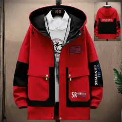 2025 spring New Fashion Trend Hooded Jacket Men's Casual Loose style Comfort Plus Fleece autumn High Quality Coat male M-4XL