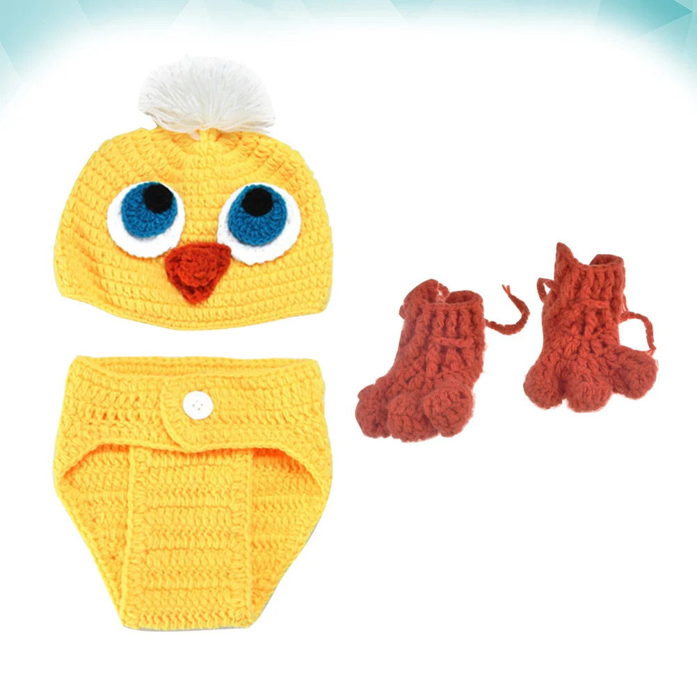 

Вязаный крючком костюм-комплект для новорожденных в виде желтой уточки ручной работы, мягкий вязаный наряд для фотосессии младенцев, идеи подарков на выписку/на рождение ребенка