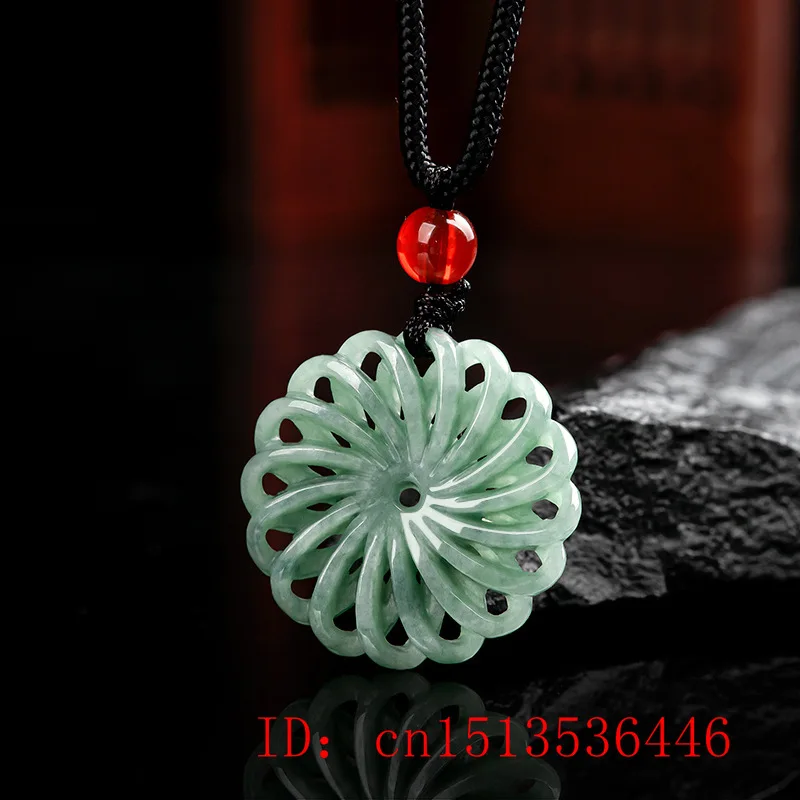 Burmese Jade Kaleidoscope Pendant Designer Jadeite Pendants Natural Jewelry Green Fashion Charm Talismans Necklace Emerald Man