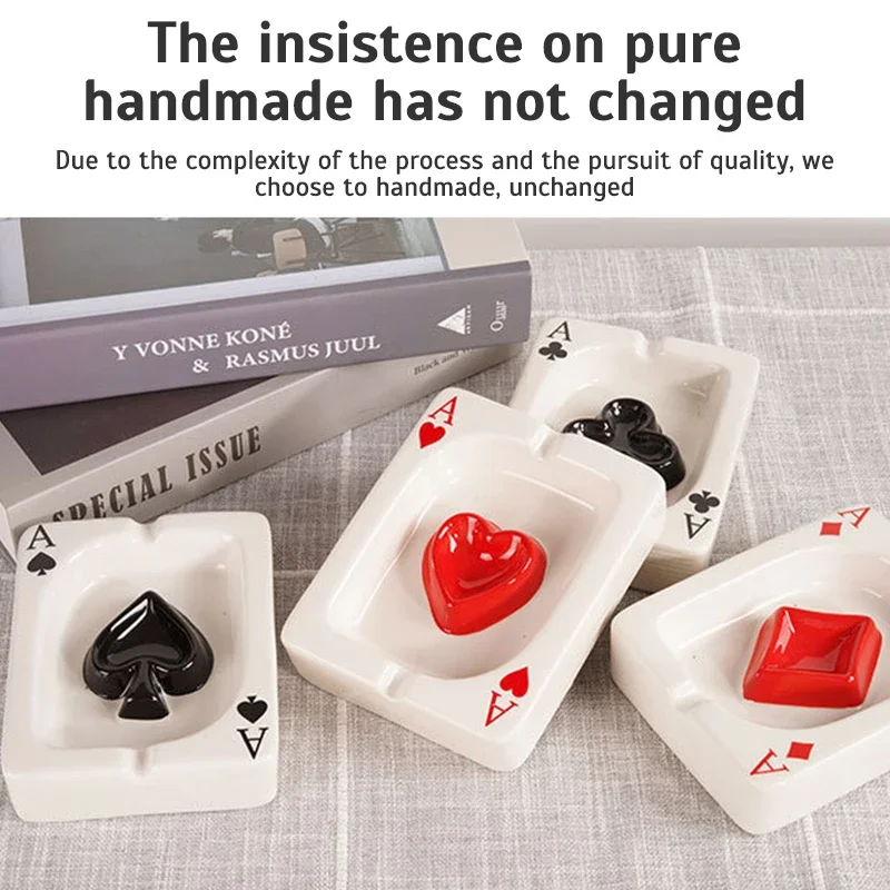 Cenicero de porcelana Cenicero de póker europeo Corazón rojo Una tendencia de moda creativa Artículos para el hogar Limpieza de escritorio de sala de estar