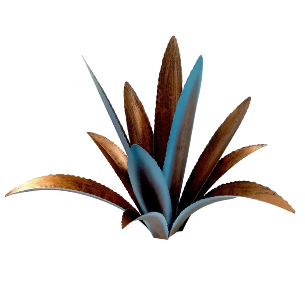 Weatherproof metal agave decoration for garden and courtyard lawn constructed from iron with a stable installation design