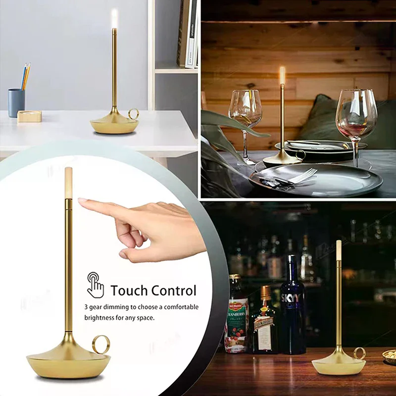 

Настольная лампа-светильник в виде свечи, светодиодная, с зарядкой, для ресторана, бара, декоративная, атмосферная, сенсорная, ночник, 1 шт.