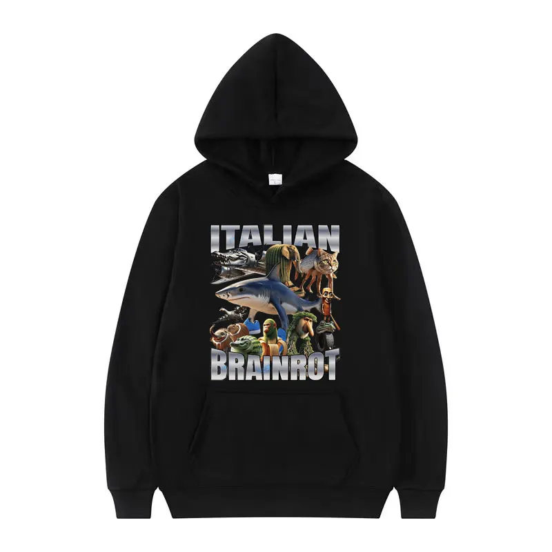 

Italian Brainrot Tralalero Tralala Tung Tung Tung Sahur Bombardiro Crocodilo Funny Meme Hoodies Men Women's Pullover Sweatshirts
