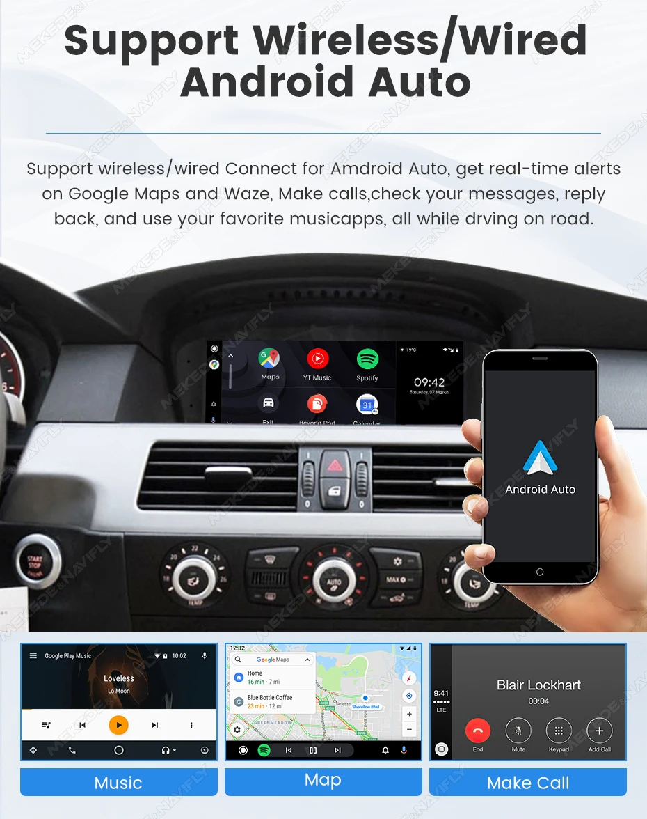 MEKEDE Autoradio für BMW 3er 5er Serie E60 E61 E63 E64 E90 E91 E92 E93 CIC CCC GPS Navigation Carplay Android Auto Multimedia-Einheit – Detail 17