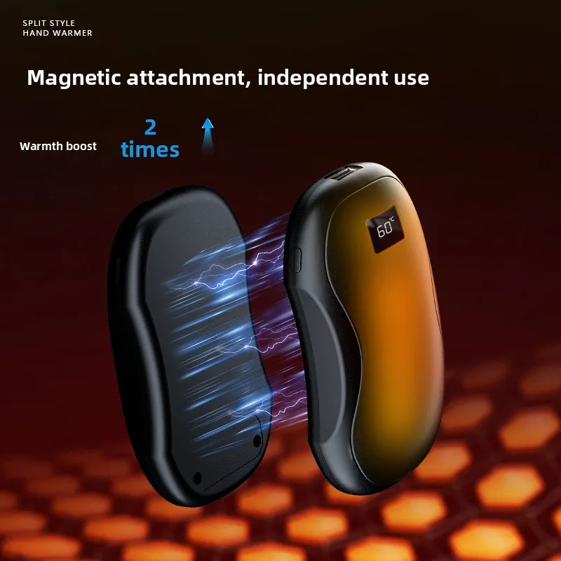 

New Magnetic Split Hand Warmer Hand Warmer Mini Digital Display USB Charging Hand Warmer