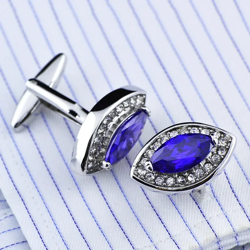 New Men\'s Cufflinks Creative French Shirt Cuffs Buttons Luxury Crystal Zircon Cuff Links Business Banquets Wedding Accessories