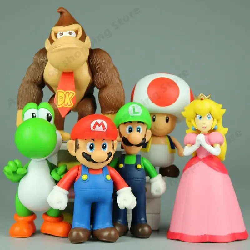 Game Super Mario Bros Cartoon Dolls Model Anime Figures Toy Luigi Yoshi Mario Creative Collectible Doll Toys Kids Birthday Gifts