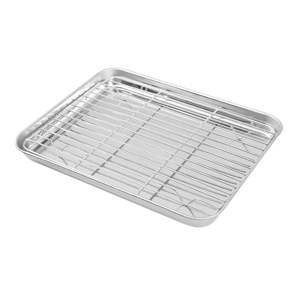 

Sheet Cooling Rack Set Stainless Steel Baking Tray Grill Pan Oven Rack Kitchen Supplies Silver Multi Functional Baking Sheets