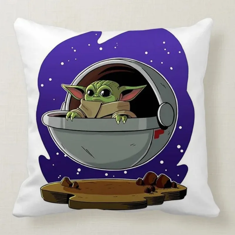 Yoda Baby Polyester Soft Cushion Cover Home Bedroom Office Hotel Car Decoration Cushion Cover Wedding Personality Gift 45x45cm .