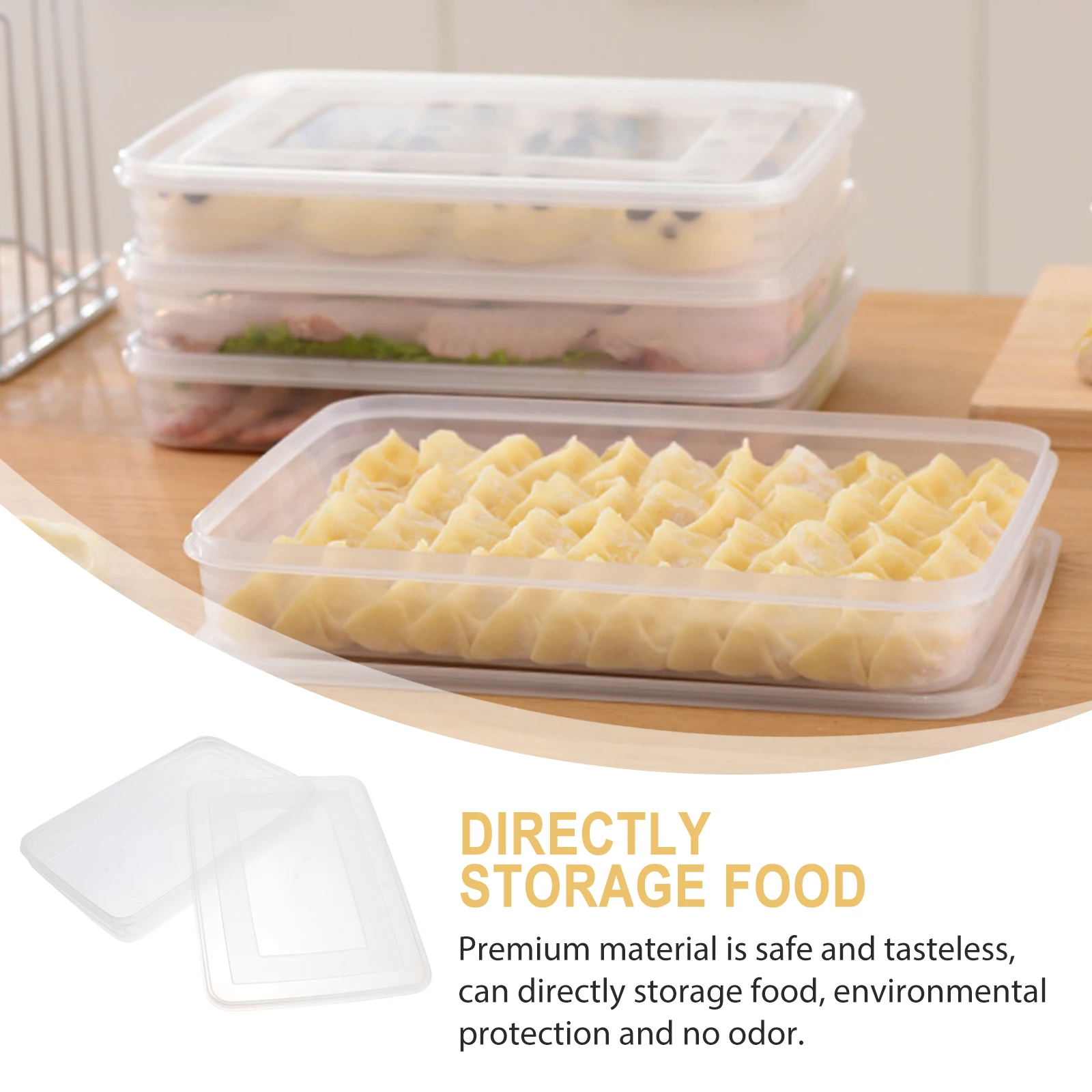 

2pcs Freezer Safe Dumpling Boxes Airtight Lids Food Storage Fridge Kitchen Supplies Organizers Premium Material Easy Clean