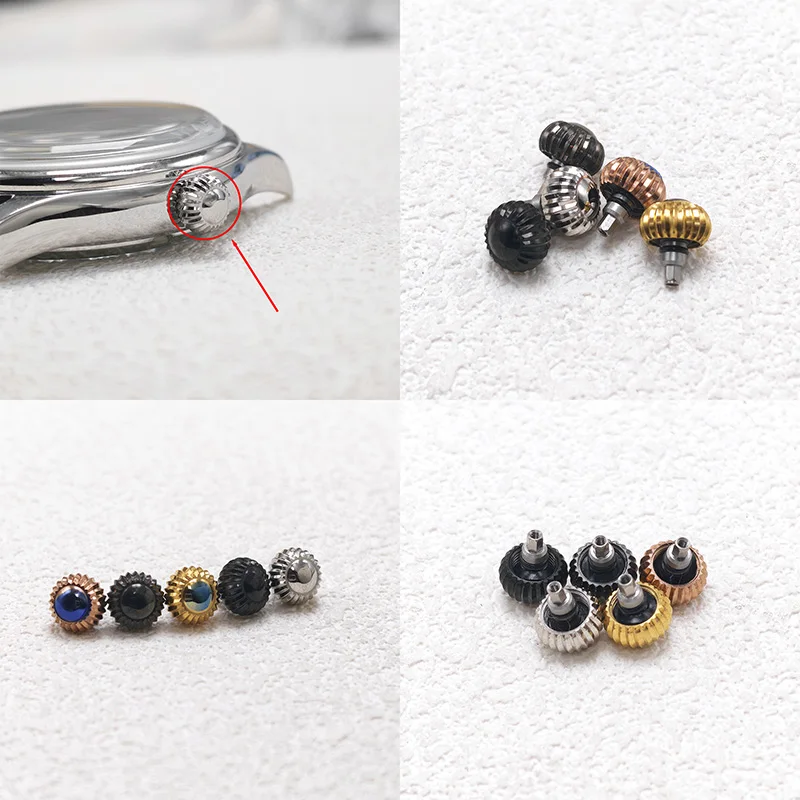SKX Screw Down Watch Crown Dia 6mm Length 7mm Silver/Glod/Black/Gun Grey/Rose Gold Fits SKX SRPD Series Watch Case Watch Parts