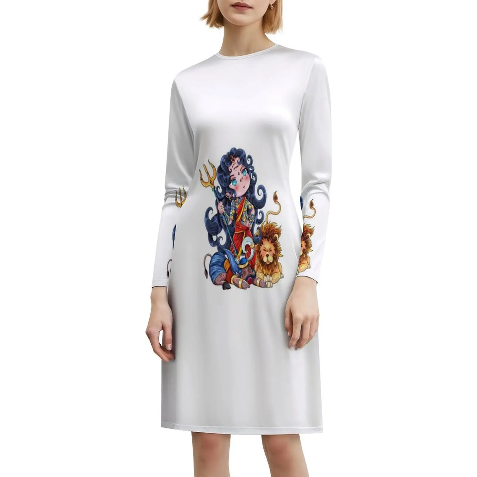 لطيف آلهة Durga فستان بصدر مفتوح فستان أنيق الصيف فستان الحفلات للنساء تشيبي لطيف آلهة الهندوسية Durga الإناث الهندية