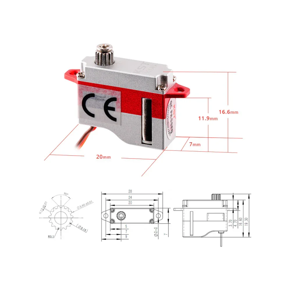 Kst X06 V6.0 Hv 1.8kgf. Cm 0.07sec Metalen Versnelling Micro Digitale Servo Voor Rc Zweefvliegtuigen