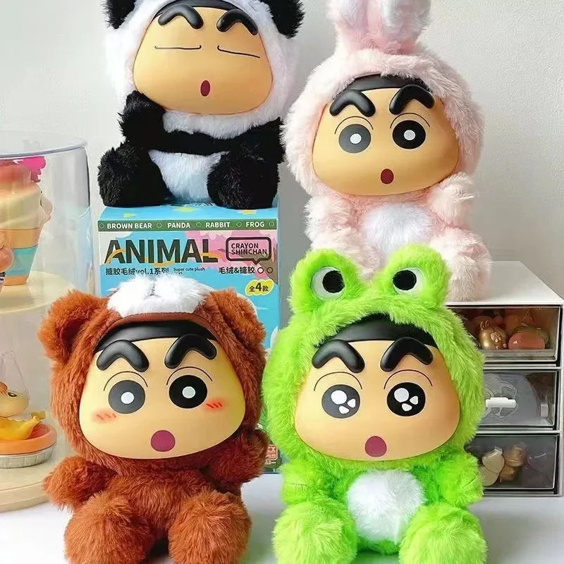 Crayon Shin-Chan Vinyl Plush Doll Face AnimalBear Fun Cute Figures Pvc Color Box Trendy Ornaments Model Collectible Toys Gift