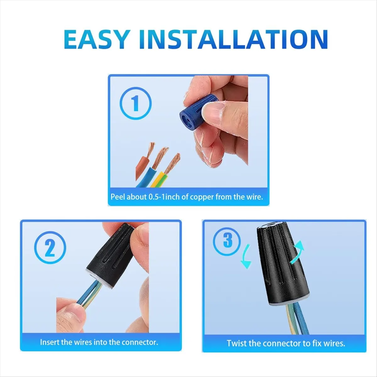 COFA 60PCS Waterproof Outdoor Wire Electrical Connectors,Sealant Twist Nuts Caps Cable Terminal Connector Gel 22AWG-12AWG