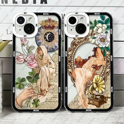 Case For iPhone 16 15 14 13 12 11 Pro Max Mini XS X XR SE 7 8 Plus Soft Cover Alphonse Mucha Art