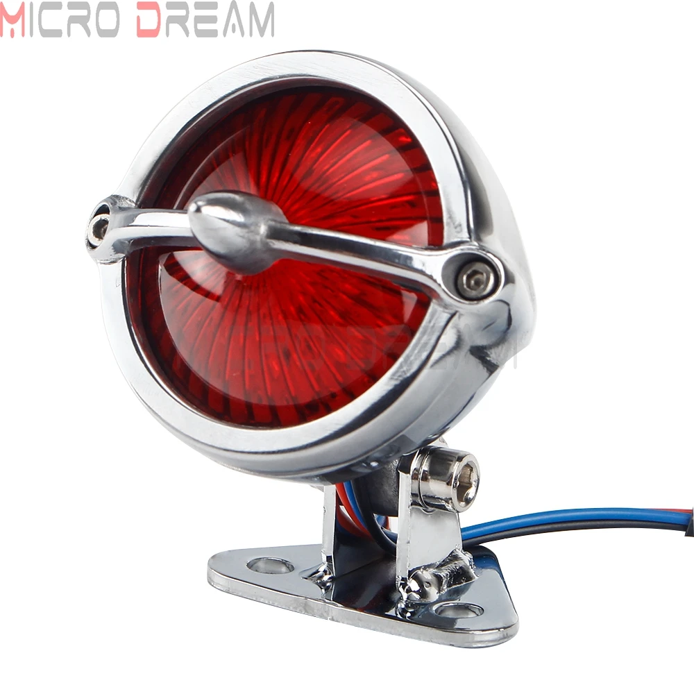 Motorcycle Custom LED Bates Rear Stop Taillight Black Red Lens