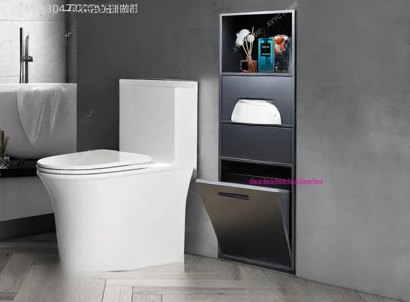 Bathroom Niche Embedded Metal Layered Partition Shelf Finished Embedded Toilet Niche