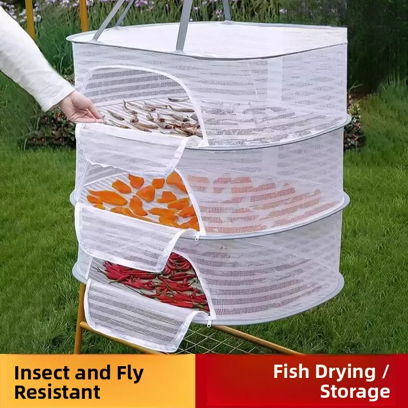 Home Use Dry Goods Fishing Net Vegetable Meat Drying Tray Anti Fly Mesh Food Sun Drying Basket Utility Kitchen Tool Accessory