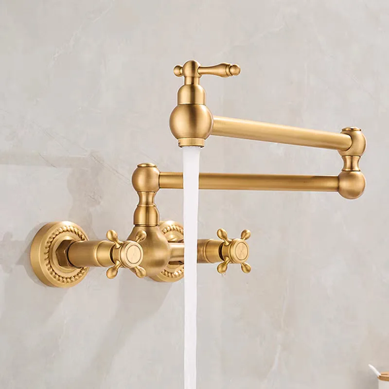 Retro Mixer Water Taps Cooking Bench Faucet Kitchen Lengthening Flexible Rotating Outdoor Brass Wall Mounted Faucets