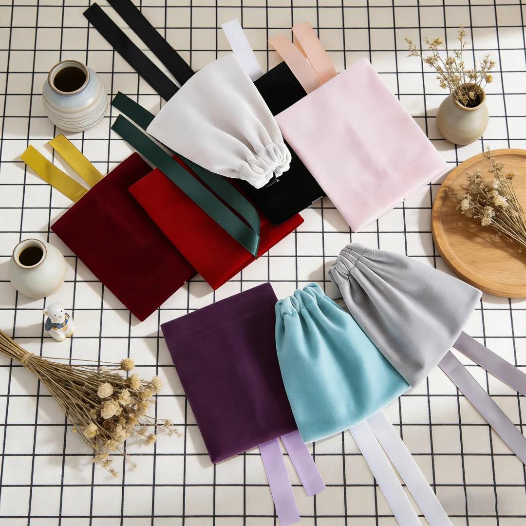 10Pcs Bulk Soft Velvet Drawstring Dust-Proof Pouches with Ribbon Durable Jewelry Storage Bags for Collection & Daily Protection