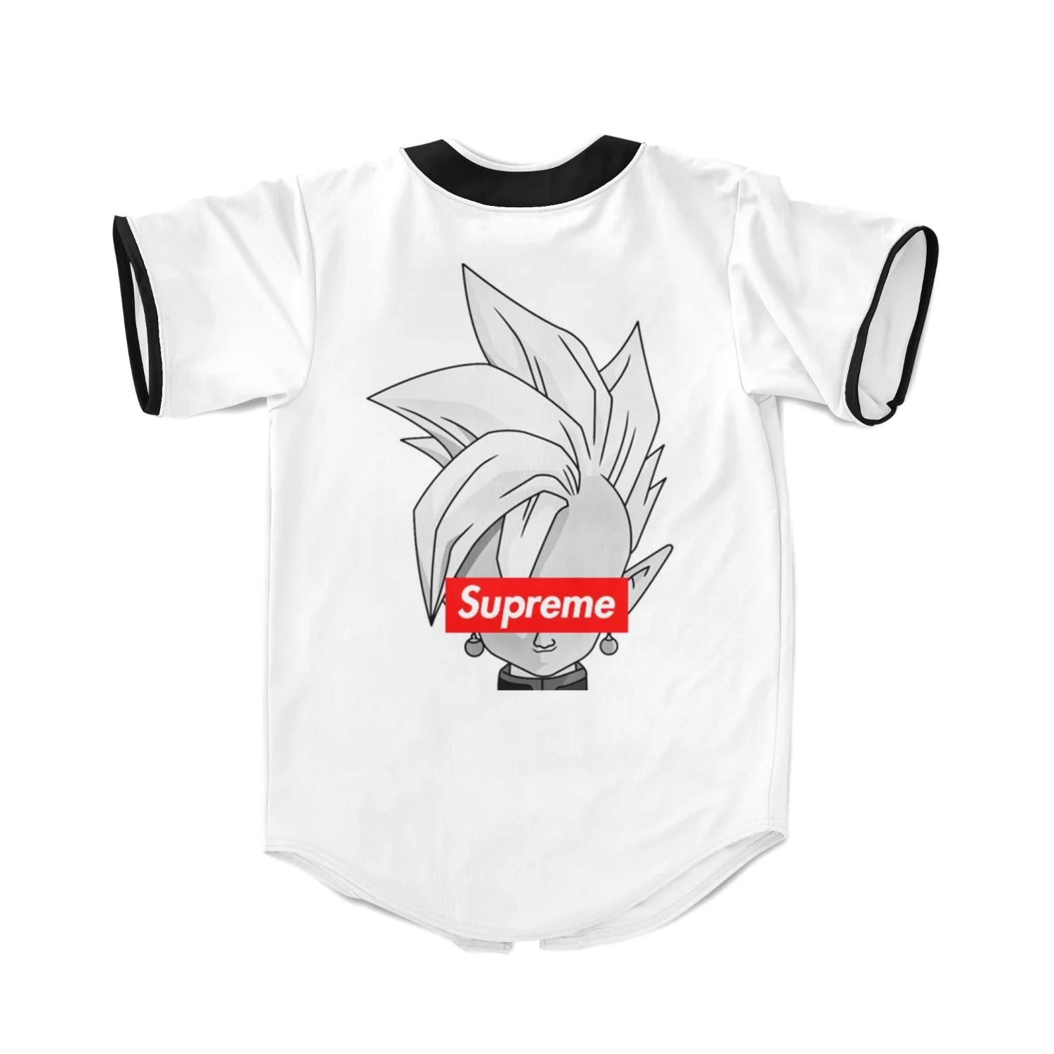 White Supreme Style Baseball Jersey 3D Print Unisex Casual Streetwear Short Sleeve Button Up Tee for Streetwear Lovers