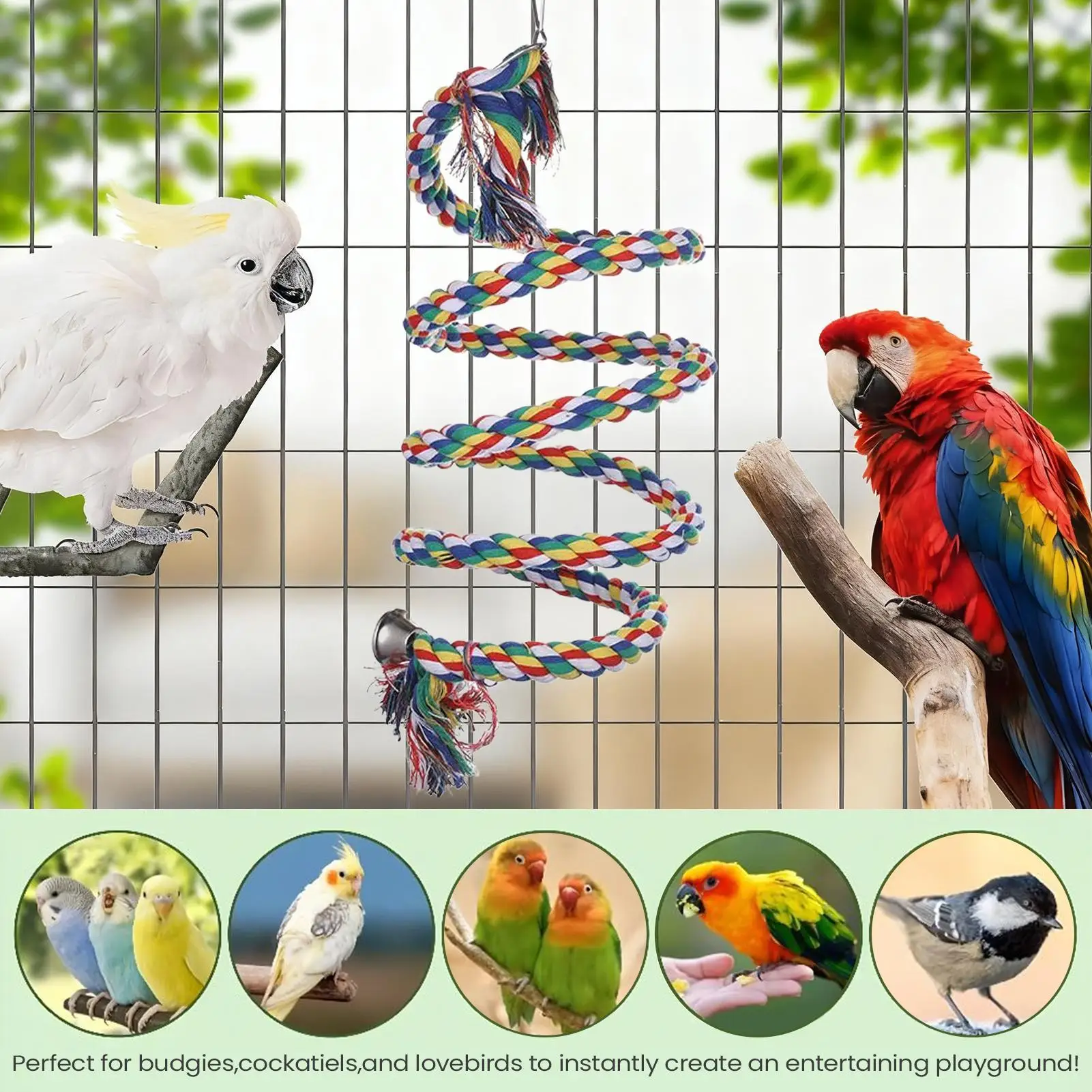 

Веревка для птиц, красочные интерактивные игрушки с защитой от укусов, качели для птиц, веревка для восхождения, игрушки для попугая, канарейки для хомяка, в помещении