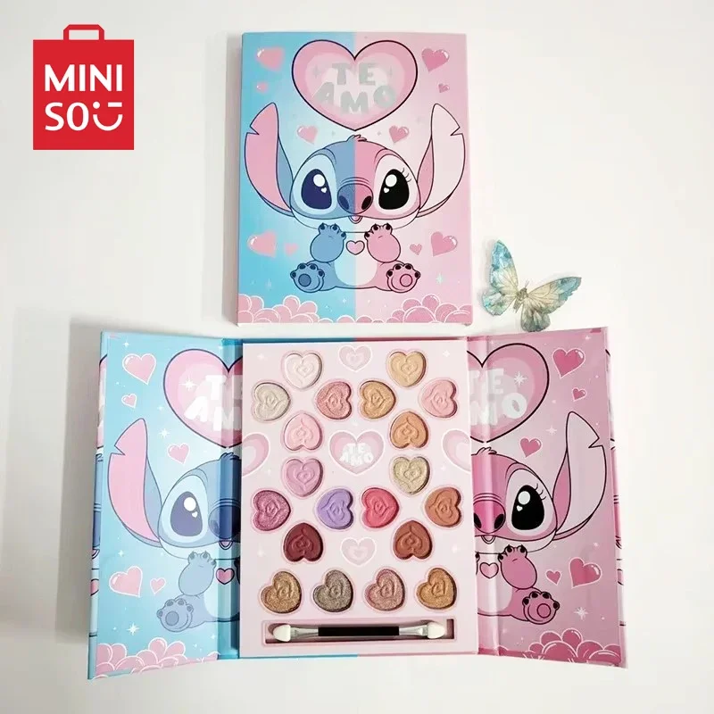 

Stitch Angel 20 Color Eye Shadow Palette Disney Cartoon Miniso Matte Pearly Glitter Waterproof Lasting MakeUp Tool Girls Gifts