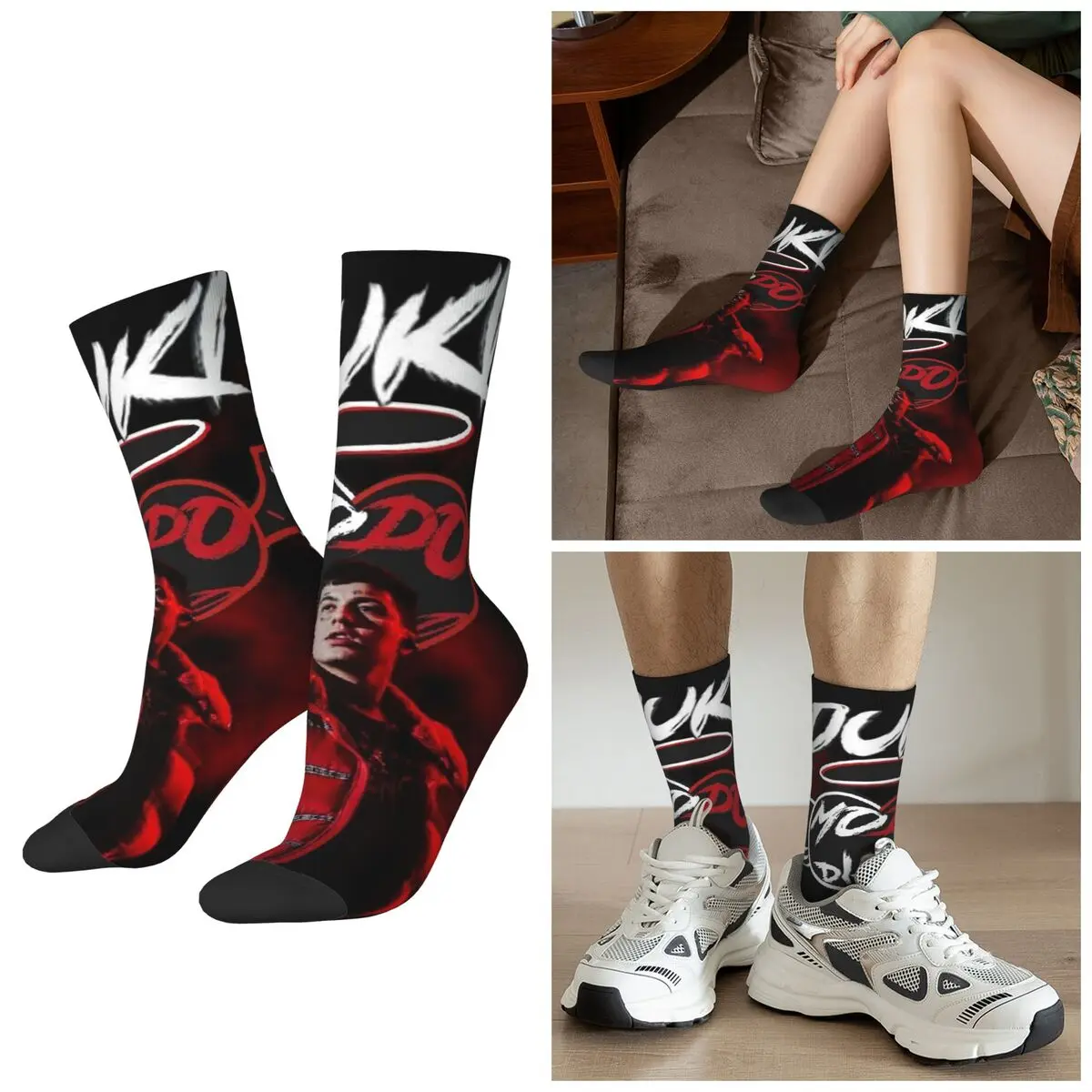 All Seasons Duki Singer Rapper Accessories Socks Harajuku Sport Middle Tube Socks High Quality Stockings for Men Women