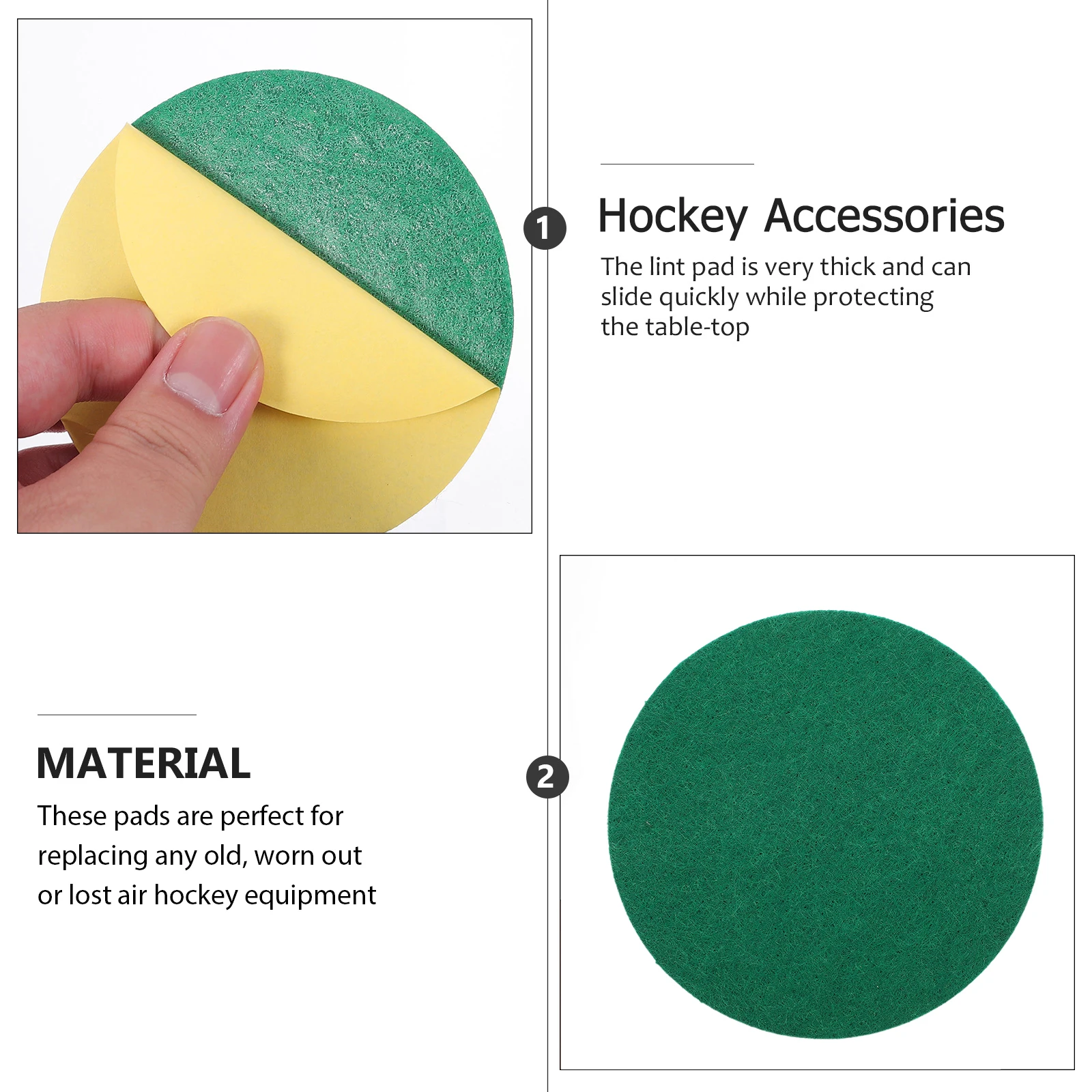 

10 Pcs Air Hockey Accessories Pusher Patches Ice Pads Polyester Fiber Bat Round Sticker Replacement Parts for Sports